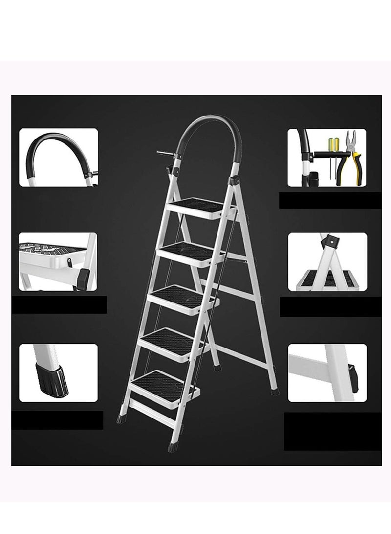 القادة سلم معدني محمول 4 خطوات غير قابل للانزلاق وقابل للطي متعدد الألوان - Image 5