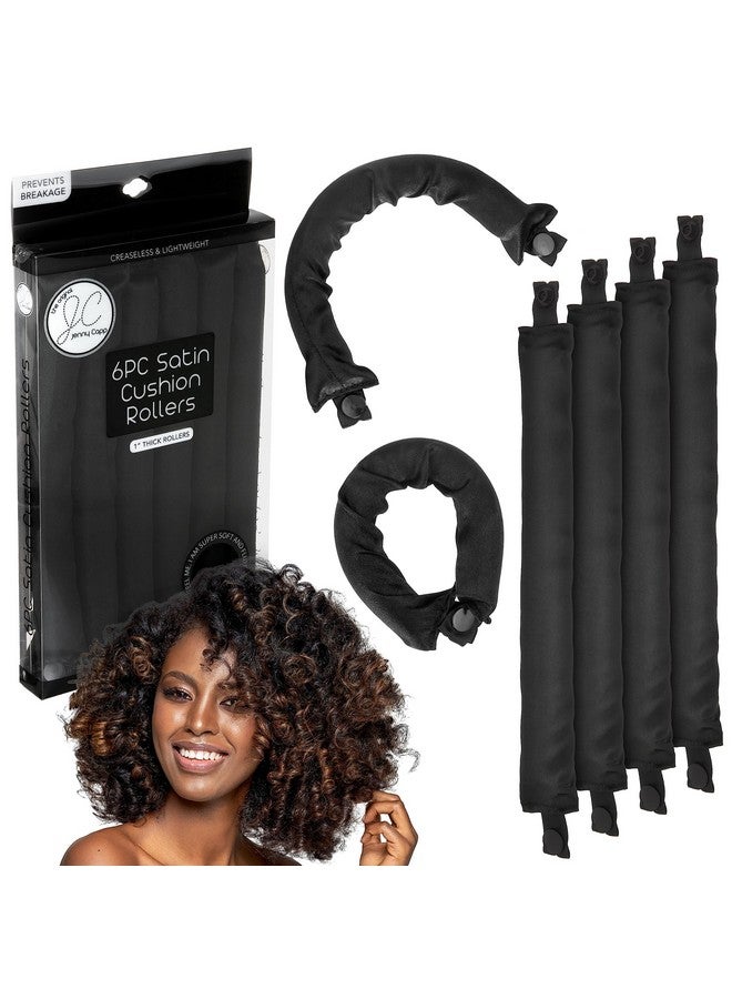 EXPRESSIONS Jenny Capp 6pc Satin Cushion Roller 1'' Thick Hair Rollers - Super Soft Satin Hair Accessories for Women -Promotes Healthy Hair, Prevents Breakage - Curly Hair Products for Natural Hair - Image 1