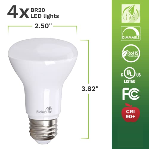 Bioluz LED 4 Pack BR20 LED Bulb 3000K Bright Soft White 6W=50W, 90 CRI, 540 Lumen, Dimmable LED Light Bulbs, Soft White Light Bulbs, Indoor/Outdoor Flood Light Bulbs, UL Listed & Title 20 Compliant - Image 2
