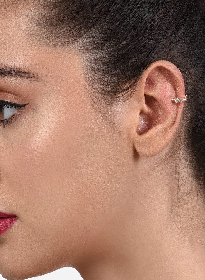 Ami Rose Gold Dazzling Cubic Zirconia Bling Cuff Earrings For Women-ZPFK20897 - Image 3