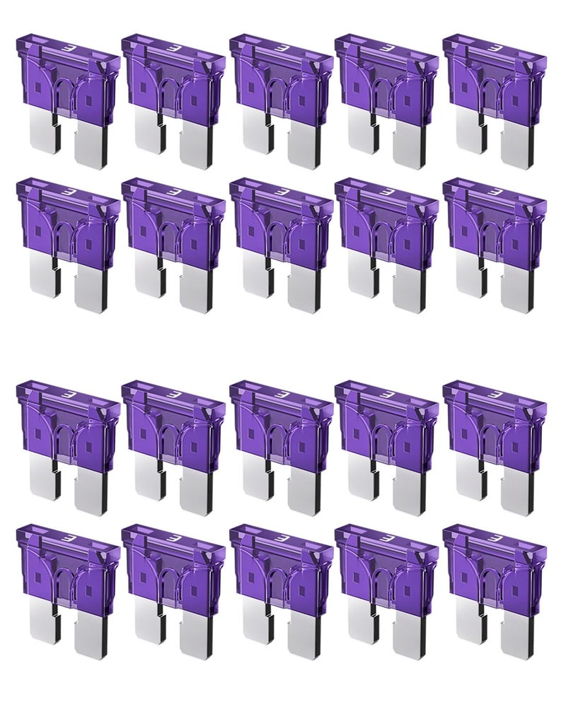 Riseuvo 20pcs 3A Standard Car Fuses - 3 AMP Automotive Fuses(ATO/APR/ATS), 32V (12/24V) Blade Fuse for RV/Truck/SUV - Image 1