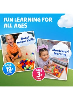 Skoolzy Montessori Sensory Pegboard 33 Piece Set - Develop Sensory Play Occupational Therapy Stem Learning Educational Toys For Kids 2+ - Includes Foam Board, Lacing String, Dice, Storage Bag, Ebook  - Image 5