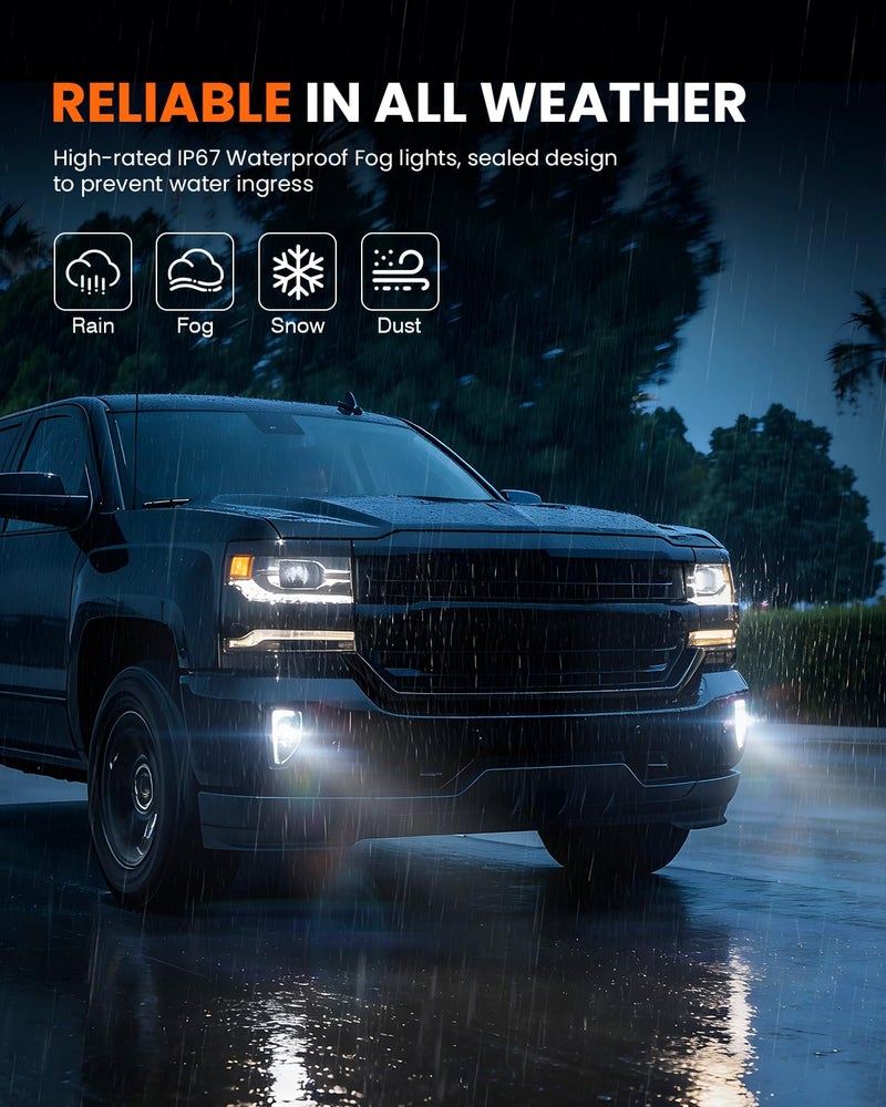 4X4FLSTC LED Fog Lights Assembly Compatible with 2016 2017 2018 Chevy Silverado 1500 models DOT Bumper Driving Lights Fog Lamps Replacement with DRL Halo Black - Image 3