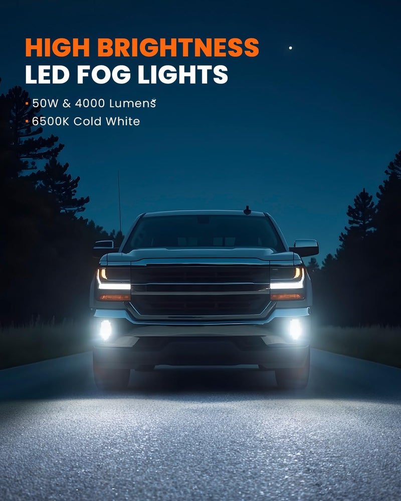 4X4FLSTC LED Fog Lights Assembly Compatible with 2016 2017 2018 Chevy Silverado 1500 models DOT Bumper Driving Lights Fog Lamps Replacement with DRL Halo Black - Image 4
