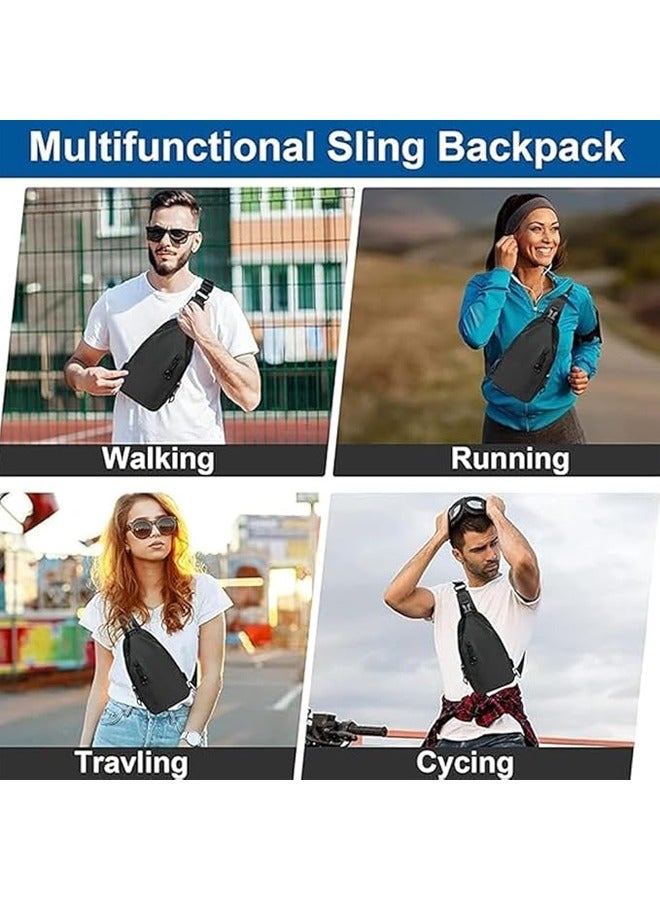 Waterproof  Shoulder Backpack, Small Bag & Sling Crossbody Bag for Men, Slim Side Bags, Casual Daypack for Travel Cycling
