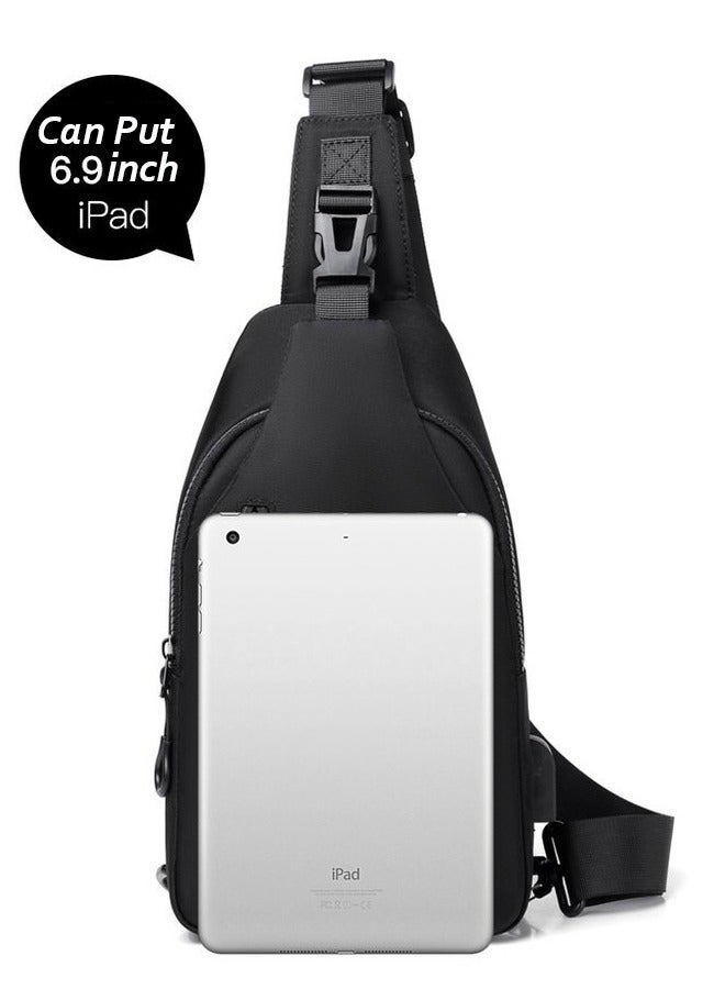 Waterproof  Shoulder Backpack, Small Bag & Sling Crossbody Bag for Men, Slim Side Bags, Casual Daypack for Travel Cycling