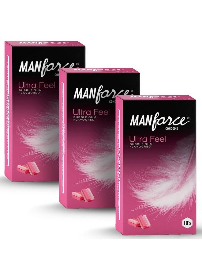 Manforce Ultra Feel Bubblegum Flavoured Condoms for Men | 30 pcs | Ultra Thin Condom | Lubricated Latex Condoms For Her Enhanced Pleasure | India’s No. 1* Condom Brand for Safe Sex - Image 1