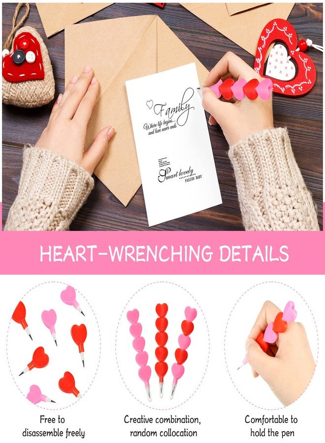 Chinco 24 Pieces Valentine's Day Pencils Stackable Pencils Plastic Heart Pencils Stacking Colored Pencils for Kids Red Pink Stacking Point Kids Pencils Birthday Party Supplies School Fun Equipment - Image 3