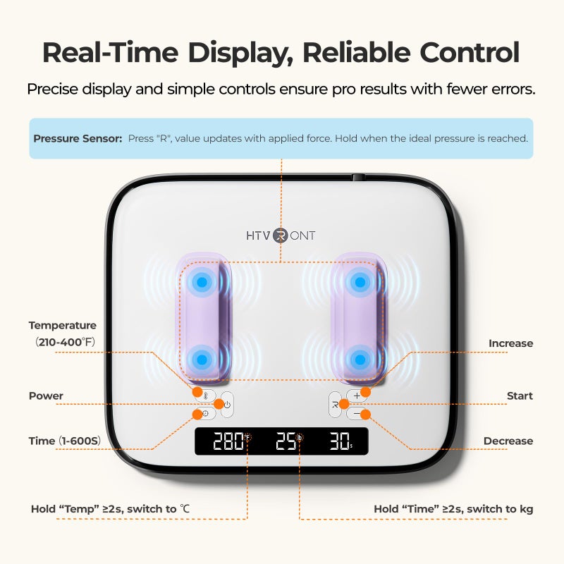 HTVRONT Heat Press Machine for T Shirts - Portable 12X10 Heat Press with Pressure Display, Heats Up Fast & Evenly H10 Heat Press Machines for HTV, Sublimation, Heat Transfer Projects - Image 2
