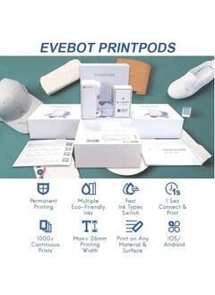 EVEBOT Printpods Mini Handheld Label Printer Mini Wireless Smart Printing Machine Pattern Logo QR Code Barcode Creative Tattoos  - Image 4