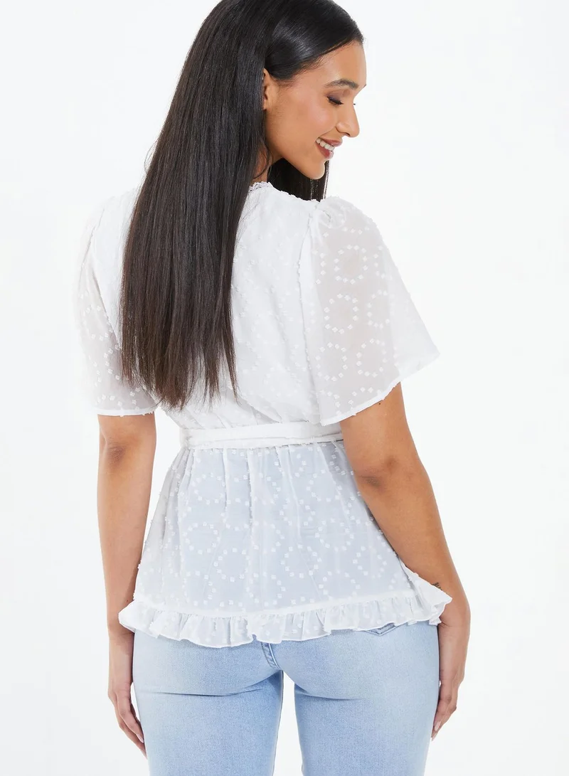 QUIZ Tie Detail Top