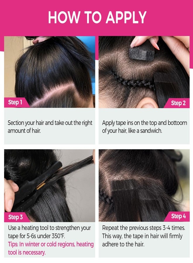 Lashey Hair Extensions Real Human Hair Tape in for Women Jet Black 22 Inch 20pcs 50g Straight Tape in Hair Extensions Real Human Hair Double Side Durable Invisible - Image 5