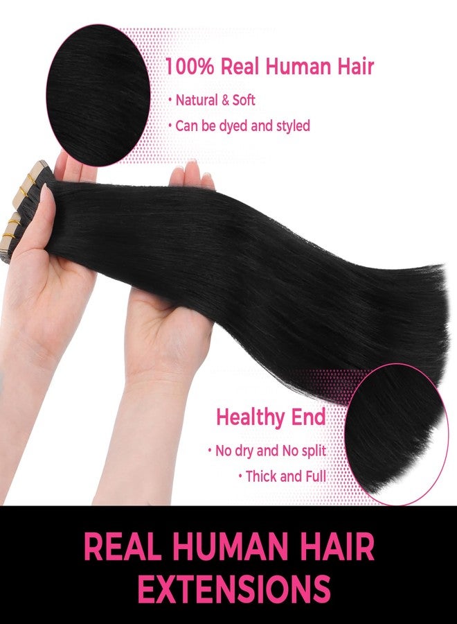 Lashey Hair Extensions Real Human Hair Tape in for Women Jet Black 22 Inch 20pcs 50g Straight Tape in Hair Extensions Real Human Hair Double Side Durable Invisible - Image 3