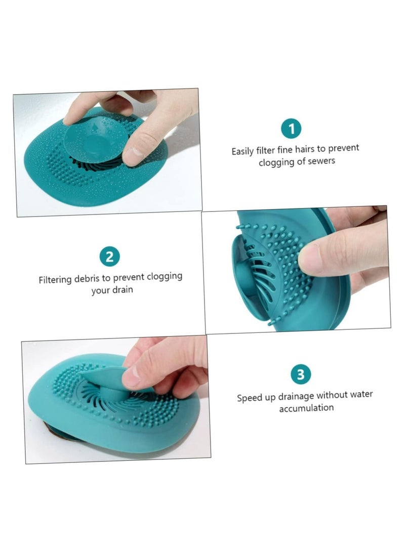 4Pcs Kitchen Floor Drain Cover Water Trough Drain Stopper Sink Filter for Bathroom Sink Covers Bathroom Sink Filter Sink Hair Filter Floor Drain Strainer Sink Draining Mesh（Orange+Yellow+Blue+Light green)  - Image 2