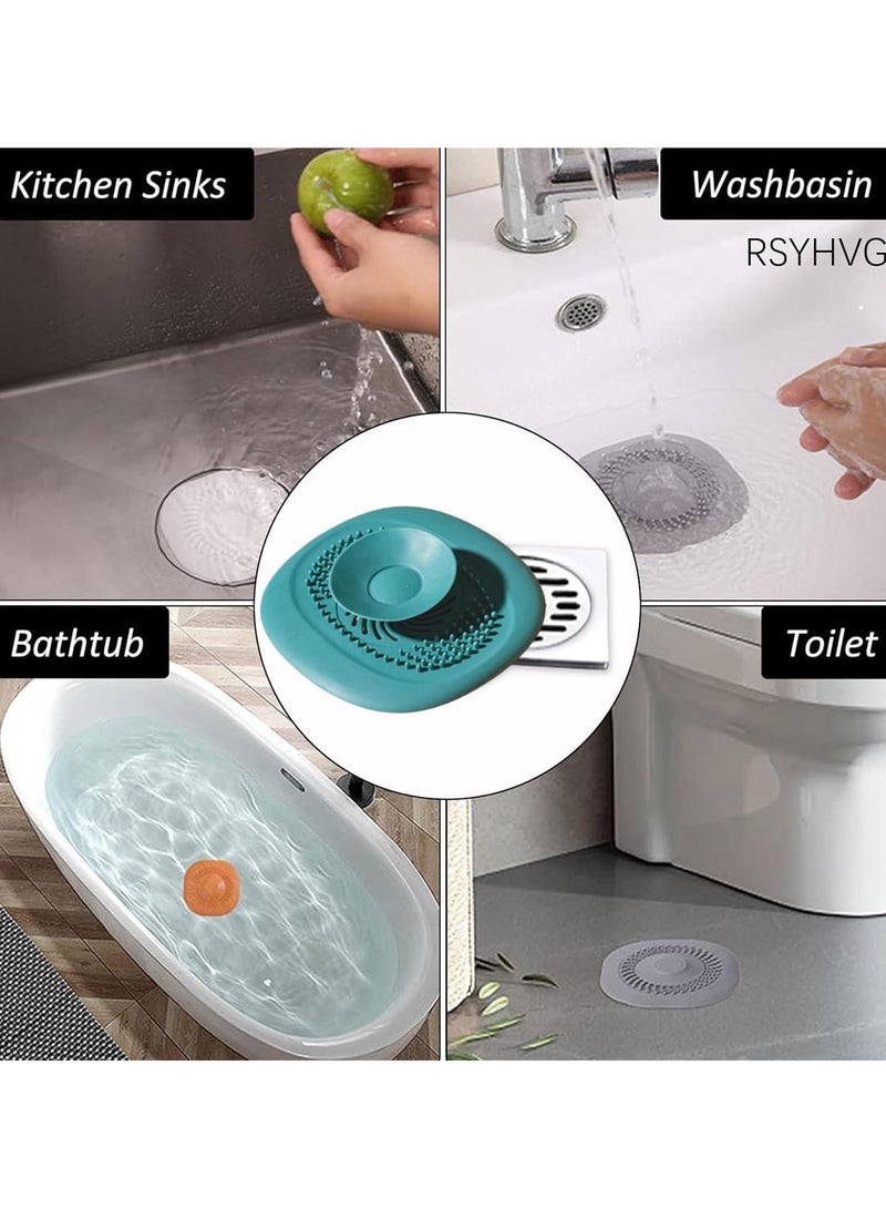 4Pcs Kitchen Floor Drain Cover Water Trough Drain Stopper Sink Filter for Bathroom Sink Covers Bathroom Sink Filter Sink Hair Filter Floor Drain Strainer Sink Draining Mesh（Orange+Yellow+Blue+Light green)  - Image 4