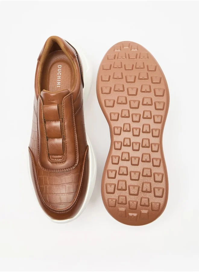 DUCHINI Men's Textured Slip-On Sneakers