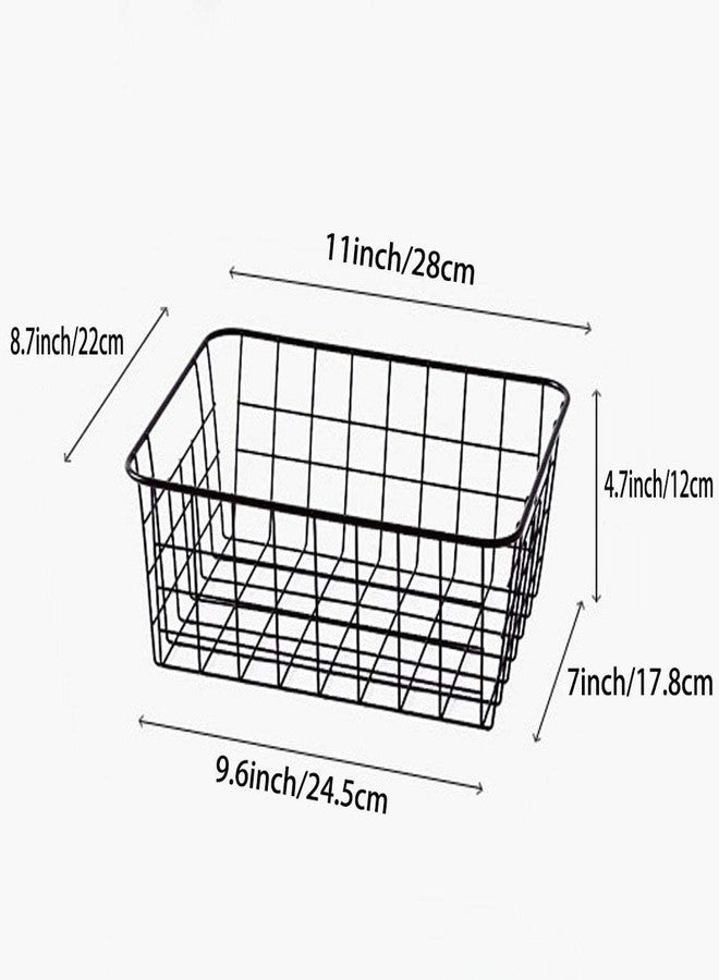LeleCAT Wire Storage Baskets,Metal Wire Food Storage Organizer Bin Basket with Handles for Kitchen Cabinets, Pantry, Bathroom, Closets, Garage,Black 4 Pack - Image 3