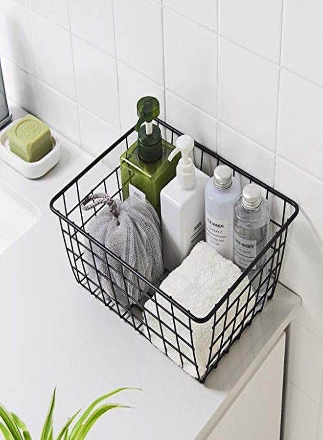 LeleCAT Wire Storage Baskets,Metal Wire Food Storage Organizer Bin Basket with Handles for Kitchen Cabinets, Pantry, Bathroom, Closets, Garage,Black 4 Pack - Image 5