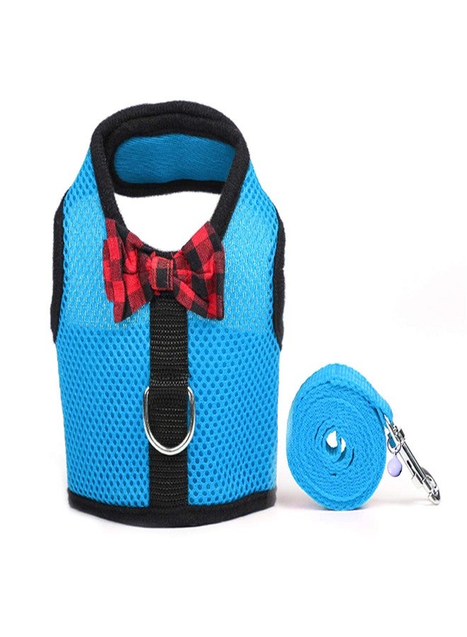 Rypet Small Animal Harness and Leash - Soft Mesh Small Pet Harness with Safe Bell, No Pull Comfort Padded Vest for Small Pet Blue S - Image 2
