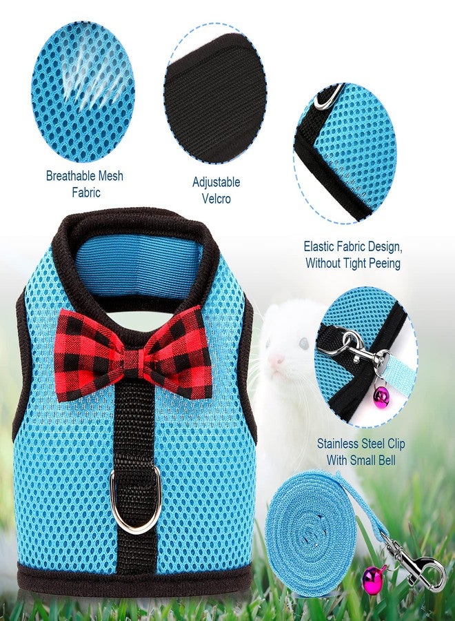 Rypet Small Animal Harness and Leash - Soft Mesh Small Pet Harness with Safe Bell, No Pull Comfort Padded Vest for Small Pet Blue S - Image 3