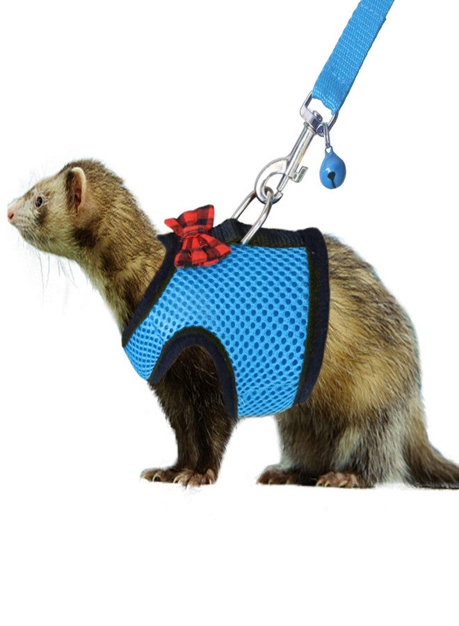 Rypet Small Animal Harness and Leash - Soft Mesh Small Pet Harness with Safe Bell, No Pull Comfort Padded Vest for Small Pet Blue S - Image 1