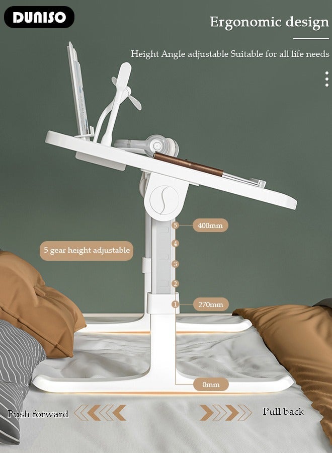 DUNISO Laptop Desk for Bed, Height Adjustable Laptop Stand for Couch, Extra Large Foldable Lap Desk with Drawer, for Home Working, Writing, Reading - Image 3