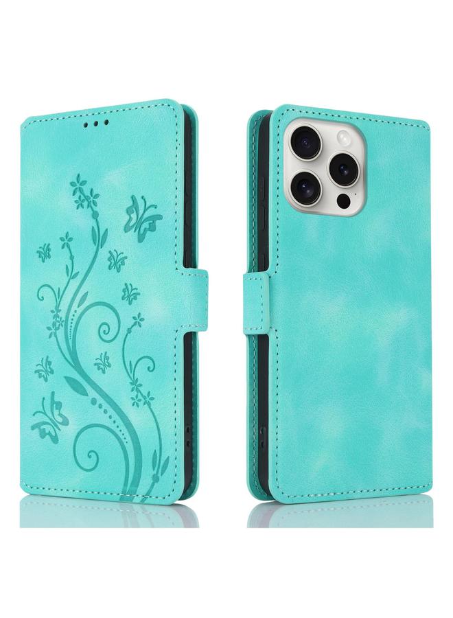 Zaboon Case For iPhone 12 / 12 Pro Dreamy Butterfly Love Flower Embossed Leather Phone Case - Image 1