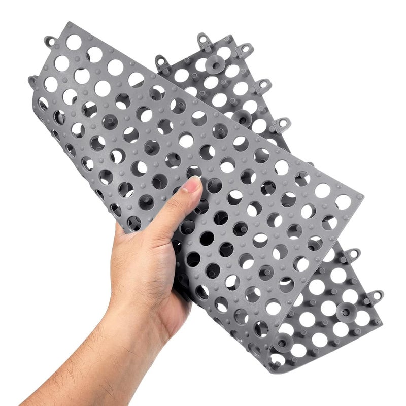 GALV 24pcs Interlocking Rubber Floor Tiles DIY Size Non-Slip Rubber Bath mat with Drain Holes and Drainage Column for Bathroom,Kitchen,Shower,Pool,Balcony,Gym(12 White + 12grey)(30x0.9cm) - Image 4