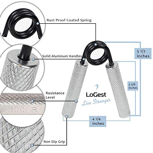 Logest Metal Hand Grip Strengthener 100LB-350LB No Slip Heavy-Duty Grip Strengthener with Gift Box, Great Wrist & Forearm Hand Exerciser, Home Gym, Hand Gripper Grip Strength Trainer (Silver - 250LB) - Image 2