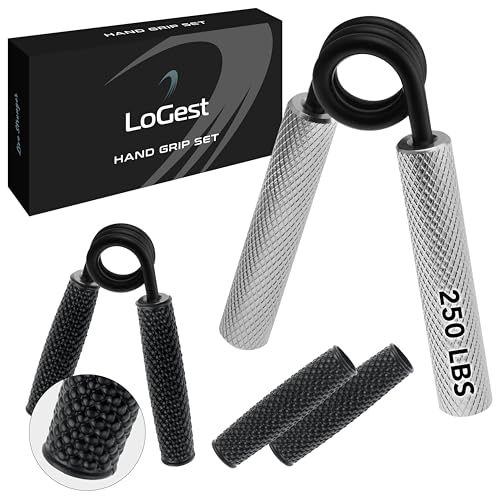 Logest Metal Hand Grip Strengthener 100LB-350LB No Slip Heavy-Duty Grip Strengthener with Gift Box, Great Wrist & Forearm Hand Exerciser, Home Gym, Hand Gripper Grip Strength Trainer (Silver - 250LB) - Image 1