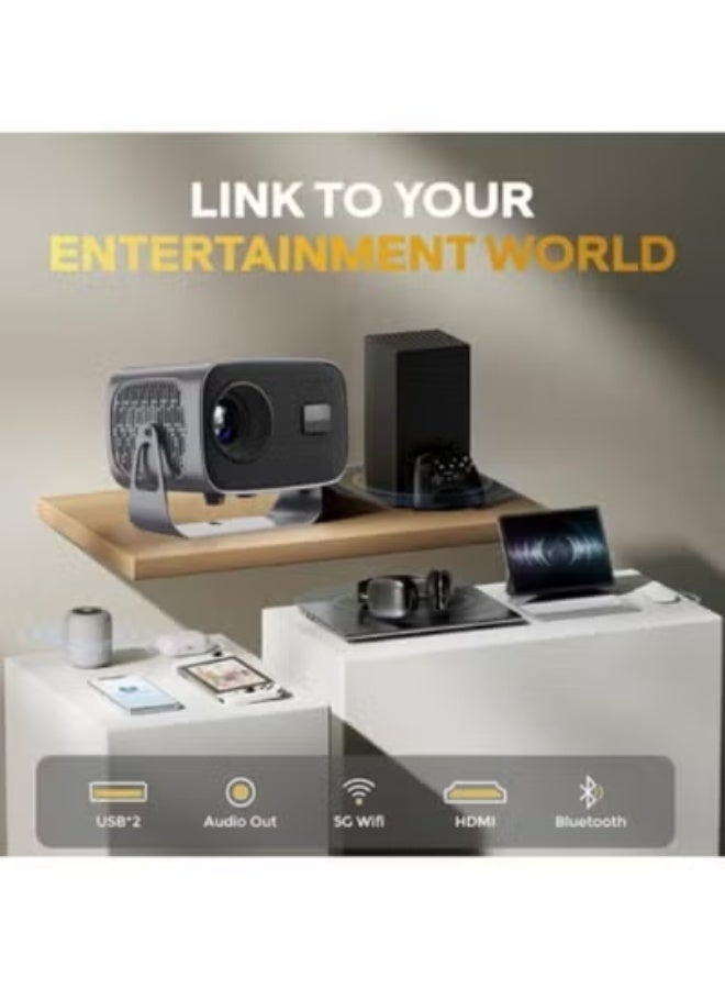 4K Portable Projector with 160-Inch Ultra HD Display – High-Brightness LED Projection, Electric Focus Adjustment, Dual 5G Wi-Fi and Bluetooth Connectivity, Built-In Speaker, Compact and Lightweight Design – Ideal for Home Theater, Outdoor Movies, Gaming, and Business Presentations - Image 5