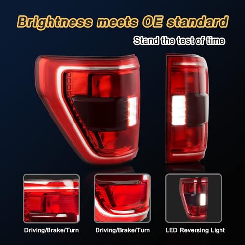 STRAUTOS Tail Lights Compatible With 2021 2022 2023 Ford F150 XLT TREMOR Halogen W/Blind Spot, Left Driver Sidee Brake Rear Taillight Assembly,Replace ML3Z13405C - Image 5