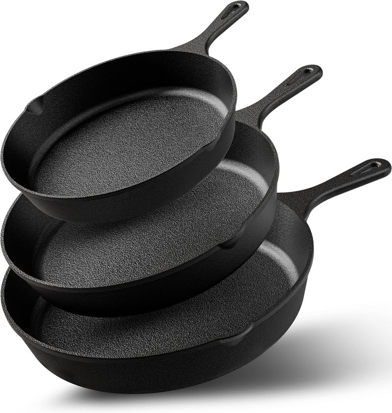 Utopia Kitchen Pre-Seasoned Cast Iron Skillet Set 3-Piece - 6 Inch, 8 Inch and 10 Inch - Image 1