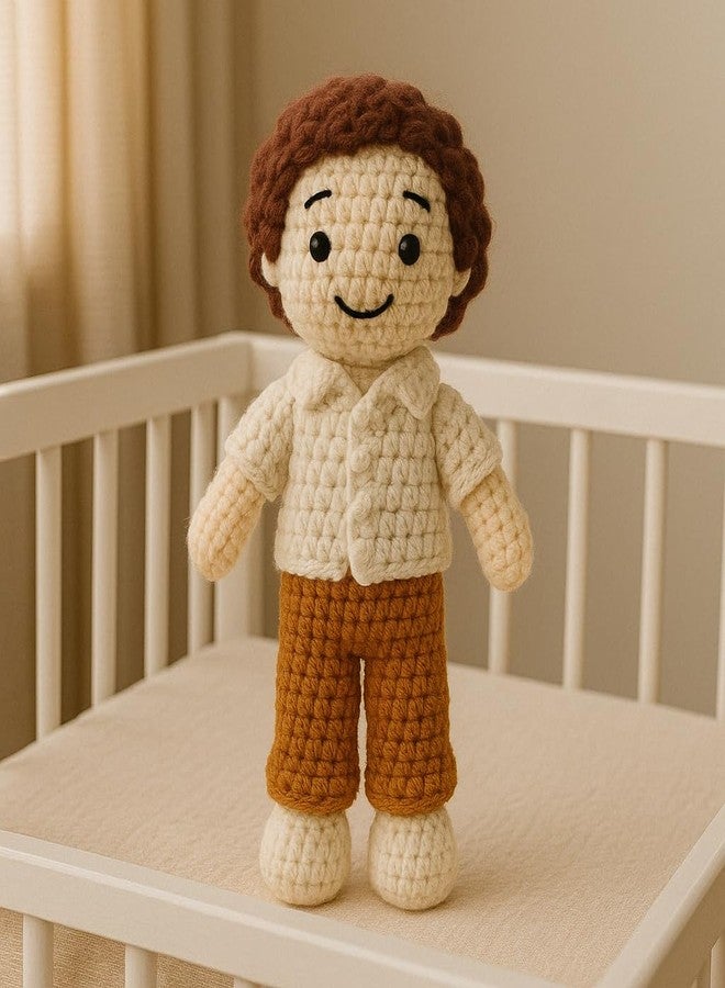 سوترا دمية طفل رضيع كروشيه من سوترا، لعبة محشوة مصنوعة يدويًا | قماش قابل للفصل، أفضل هدية له | هدية محبوكة يدويًا بإتقان | منتجات عضوية 100% | مقاس 7 × 3.5 بوصة، ألعاب ناعمة للأطفال الرضع من الجنسين - Image 1