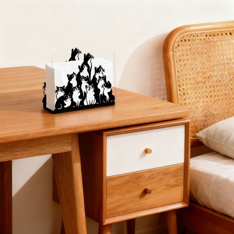 Creative Metal Tissue Box With Cat Decor Rust Proof Bathroom Holder - Image 4