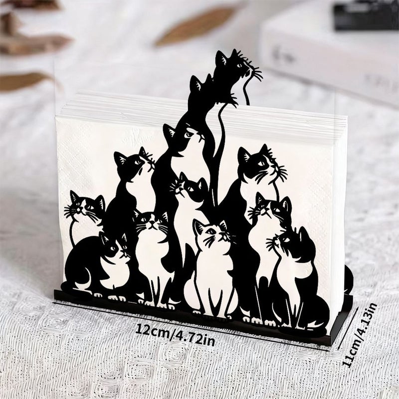 Creative Metal Tissue Box With Cat Decor Rust Proof Bathroom Holder - Image 2