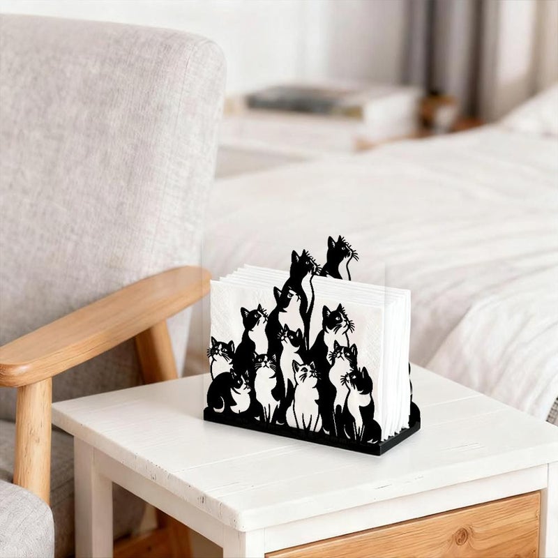 Creative Metal Tissue Box With Cat Decor Rust Proof Bathroom Holder - Image 3