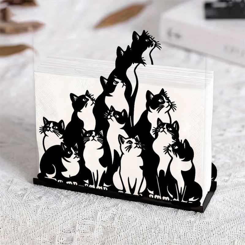 Creative Metal Tissue Box With Cat Decor Rust Proof Bathroom Holder - Image 1