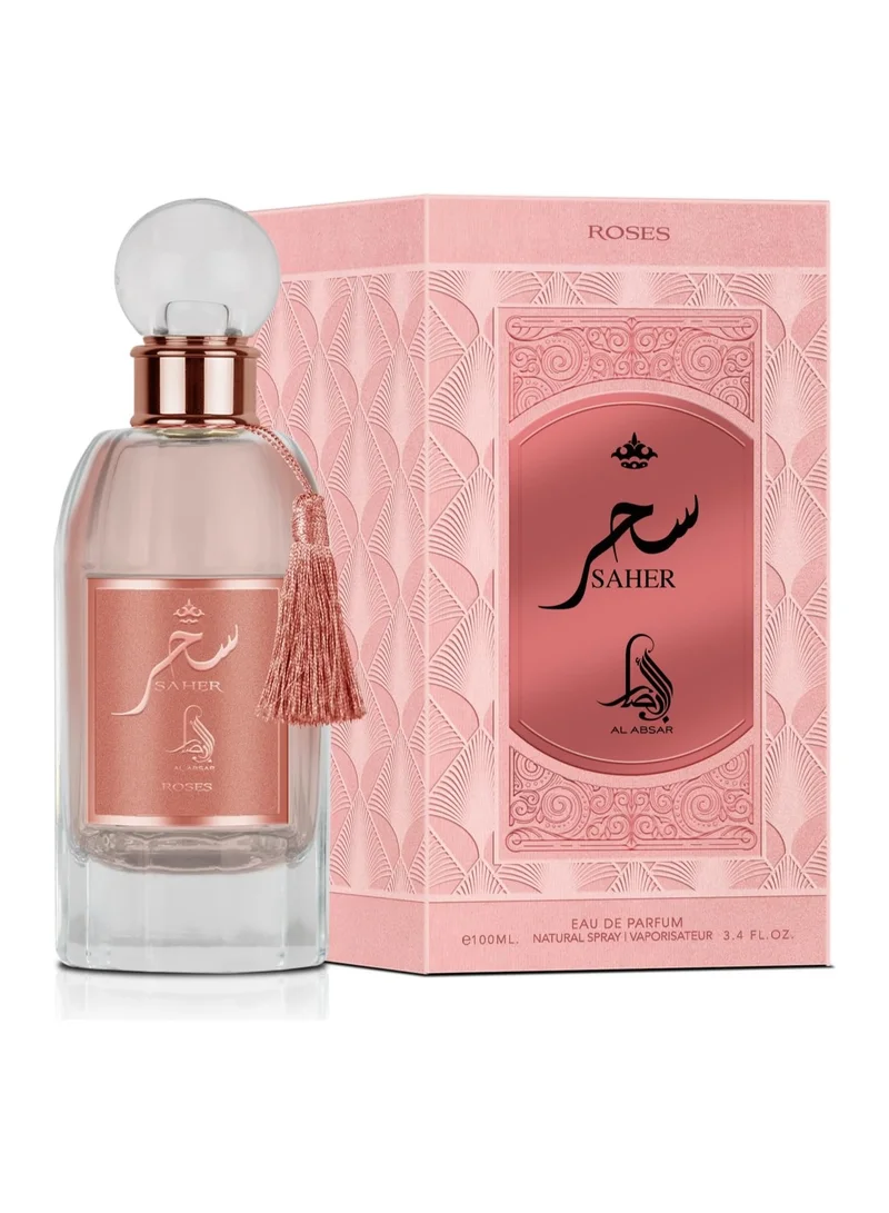 Al Absar Al Absar Saher Rose Perfume for Women 100ML– EDP - Elegant Floral Fragrance with Lemon, Jasmine, Rose, Vanilla &amp; Musk – Luxurious Long-Lasting Scent in Pink Velvet Box
