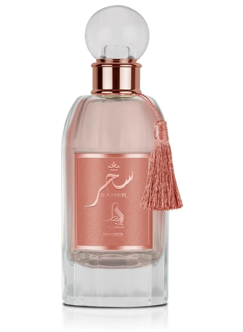 Al Absar Al Absar Saher Rose Perfume for Women 100ML– EDP - Elegant Floral Fragrance with Lemon, Jasmine, Rose, Vanilla &amp; Musk – Luxurious Long-Lasting Scent in Pink Velvet Box