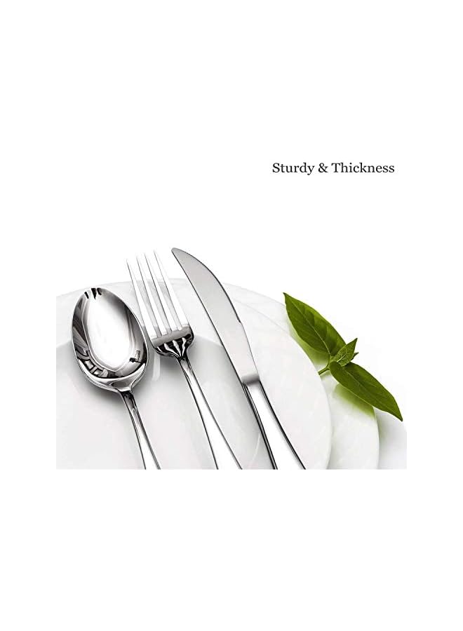S-TOP Silverware Set for 6, 24 Pieces Flatware Cutlery Set Stainless Steel Dinnerware Tableware Service Set, Include Dinner Knives, Dinner Forks, Dinner Spoons, Teaspoons, Dishwasher Safe (Silver) - Image 3