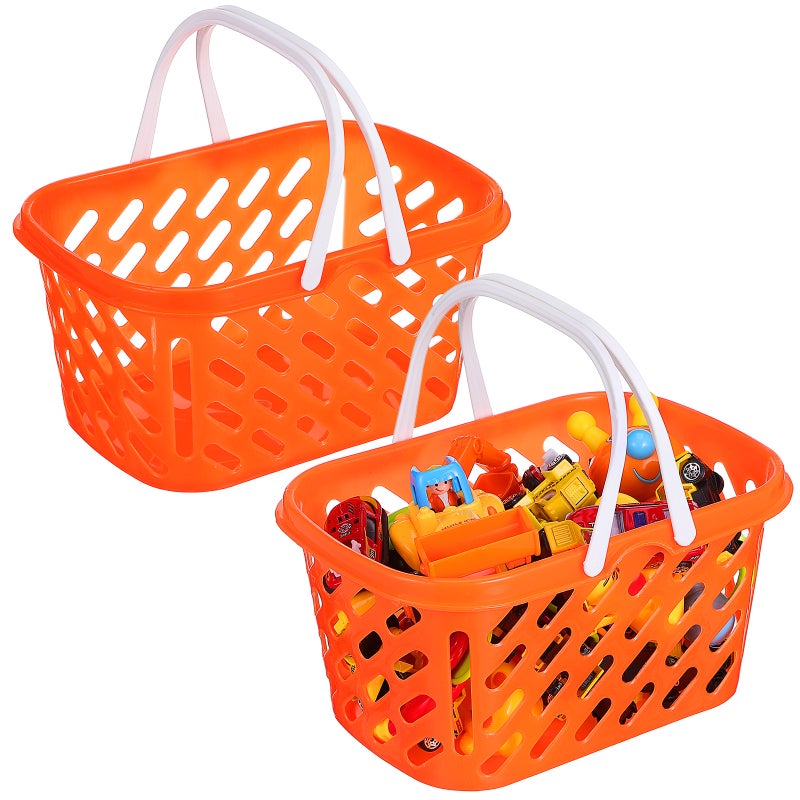 2pcs Portable Grocery Baskets Shopping Basket with Handle Toys Storage Baskets - Image 1
