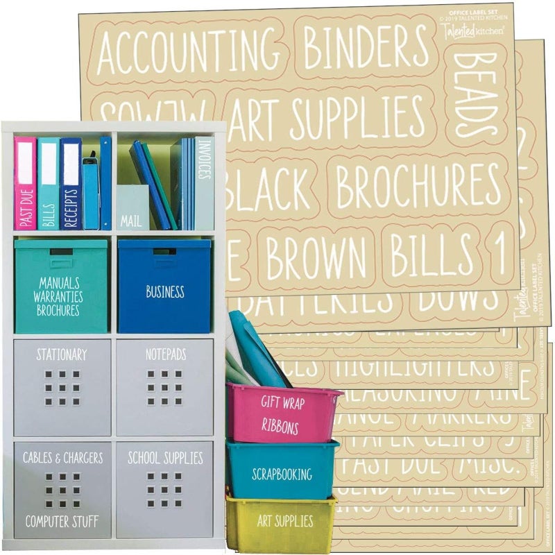 Talented Kitchen 142 White Office  Crafts Organization Labels Clear Preprinted Stickers Canister  Bin Labels to Declutter Craft Closet  Work Space