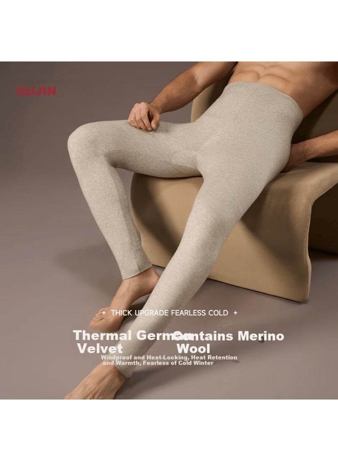 Gujin Men's Thermal Pants Wool Blend Autumn Winter Thin Heat Retaining Cotton Knit Base Layer Thermal Underwear - Image 1