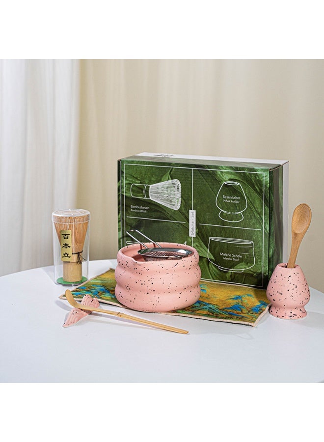 GuRiver 8 Piece Matcha Set, Traditional Handmade Tea Tool with Ceramic Bowl, Scoop, Prong Bamboo Matcha Whisk and Holder - Image 1