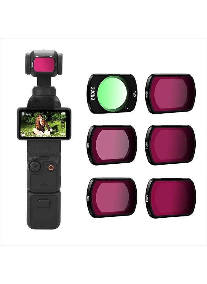 Generic - Pocket 3 ND Filters Set, 6 Pack - CPL ND4 ND8 ND16 ND32 ND64 Lens Filter for DJI Osmo Pocket 3 Creator Combo Camera Accessories - Can be Stacked - Image 1