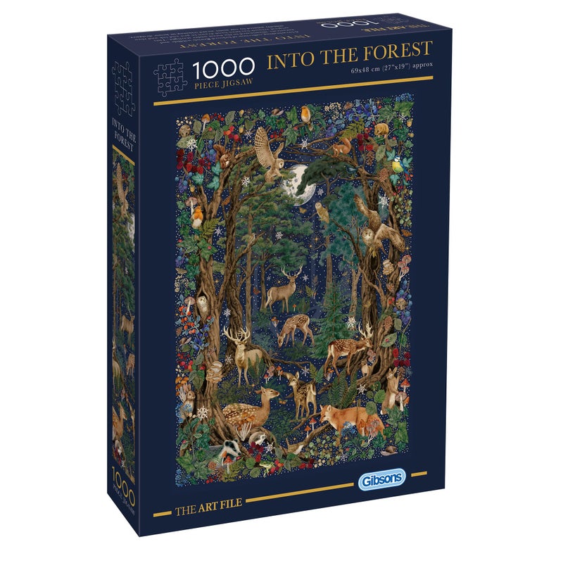 Gibsons The Art File Into The Forest 1000 Piece Jigsaw Puzzle Woodland Puzzle with Owl Deer Fox Night Sky Sustainable Puzzle for Adults Teens Premium 100 Recycled Board - Image 3