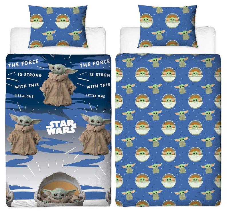 STAR WARS Baby Yoda Single Duvet Cover  Star Wars Mandalorian Night Duvet  Officially Licensed Microfibre Reversible Two Sided Design - Image 1
