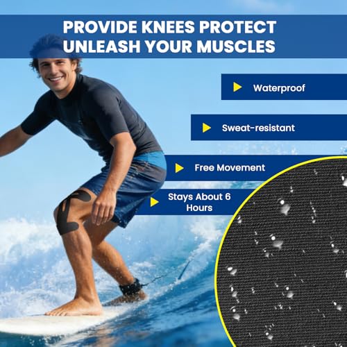 CEYOME Kinesiology Tape for Knees, 10 PCS Knee Tape for Knee Pain Relief & Support, Waterproof, Latex-Free & Breathable Athletic Tape for Basketball, Running, Sports (Black) - Image 5