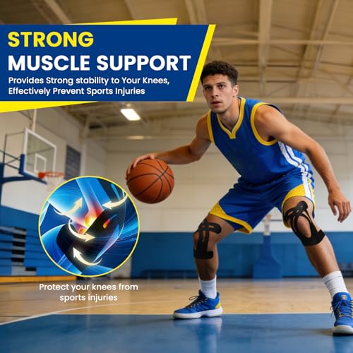 CEYOME Kinesiology Tape for Knees, 10 PCS Knee Tape for Knee Pain Relief & Support, Waterproof, Latex-Free & Breathable Athletic Tape for Basketball, Running, Sports (Black) - Image 2